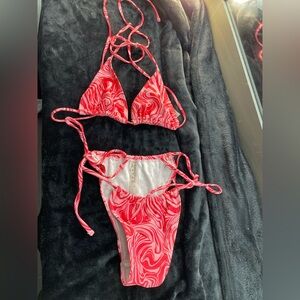 Red Swirl Bikini Set